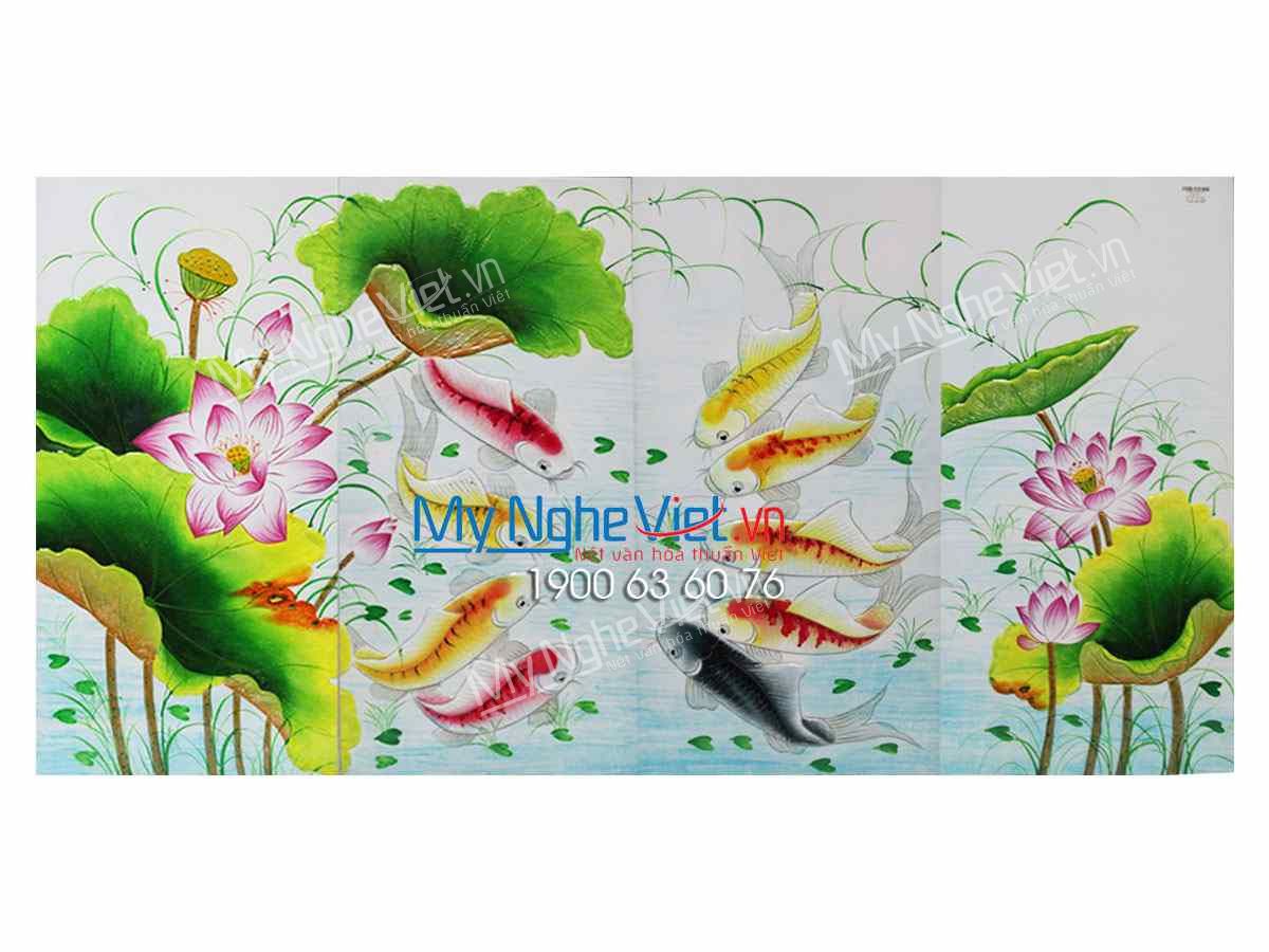 Tranh sơn mài hoa sen