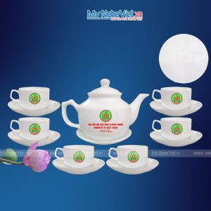 Bộ Bình Trà Bát Tràng Kiểu HongKong In Logo
