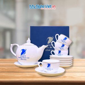 Bình Trà Bát Tràng Chóp Lửa In Logo