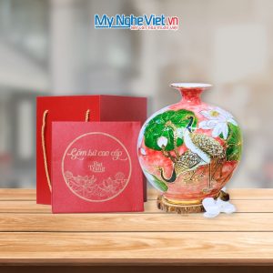 Lọ Thu Tài Men Vân Đá Đắp Nổi