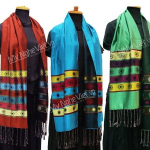 Khăn Choàng Lụa Hà Đông họa tiết trống đồng
