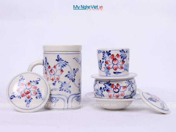 Combo Ly Lọc Trà + phin cafe vẽ sen CBCFVH006/1 - Hình ảnh 2