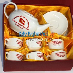 Bộ ấm trà ( ấm chén ) CK Trắng Trơn HDCT02