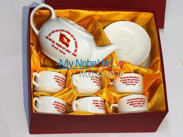 Bộ ấm trà ( ấm chén ) CK Trắng Trơn HDCT02