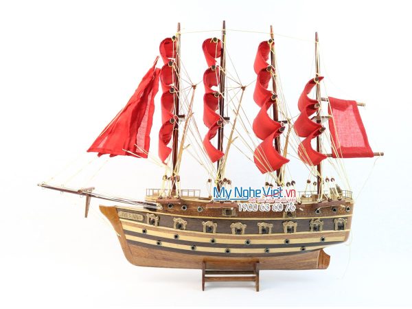 Mô hình thuyền chiến cổ Jylland (thân 40cm) buồm đỏ MNV-TB27-3 - Hình ảnh 2