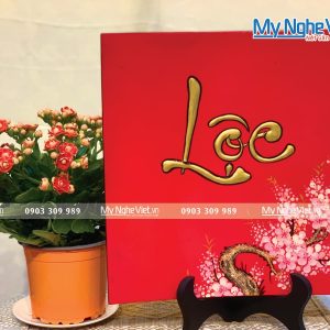 Tranh Đĩa Sơn Mài Vuông Thư Pháp Chữ Lộc TSM540