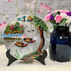 Tranh Đĩa Sơn Mài Cảnh Đồng Quê nhiều mẫu TD25-2